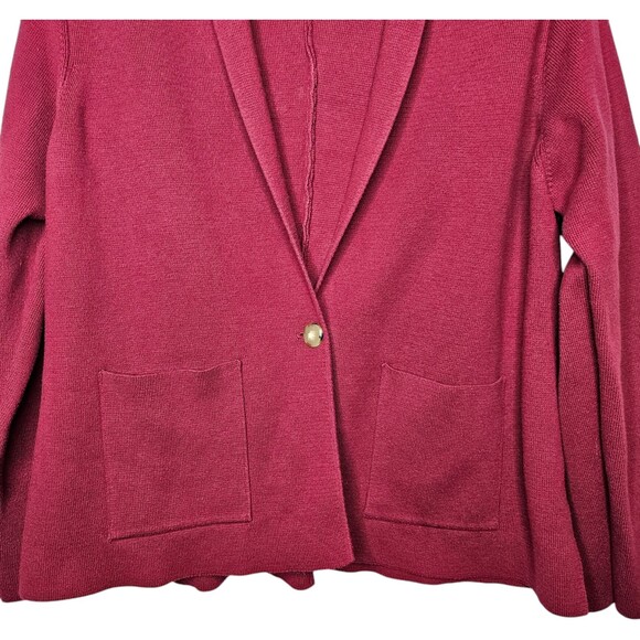 SUMMERSALT Ribbed Sweater Blazer Jacket Pinot Red Womens Large 1XL Single Button - Picture 3 of 9